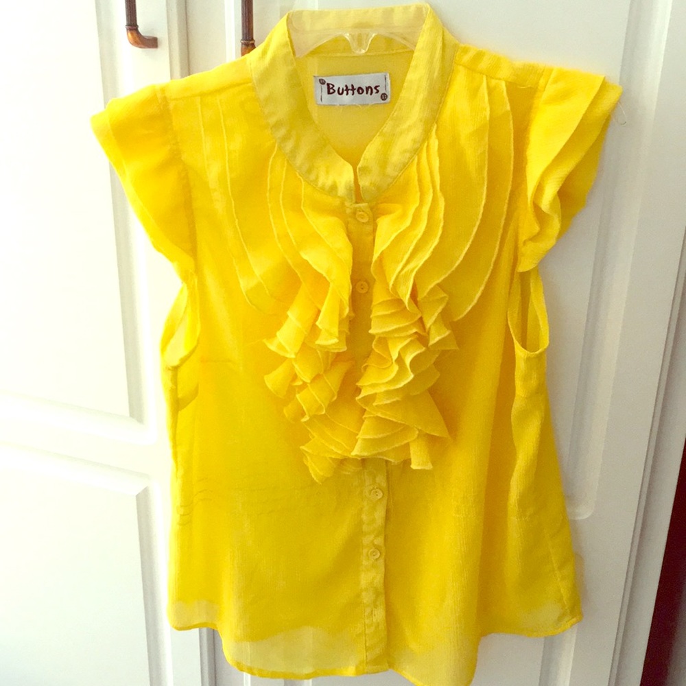 Yellow button down blouse
